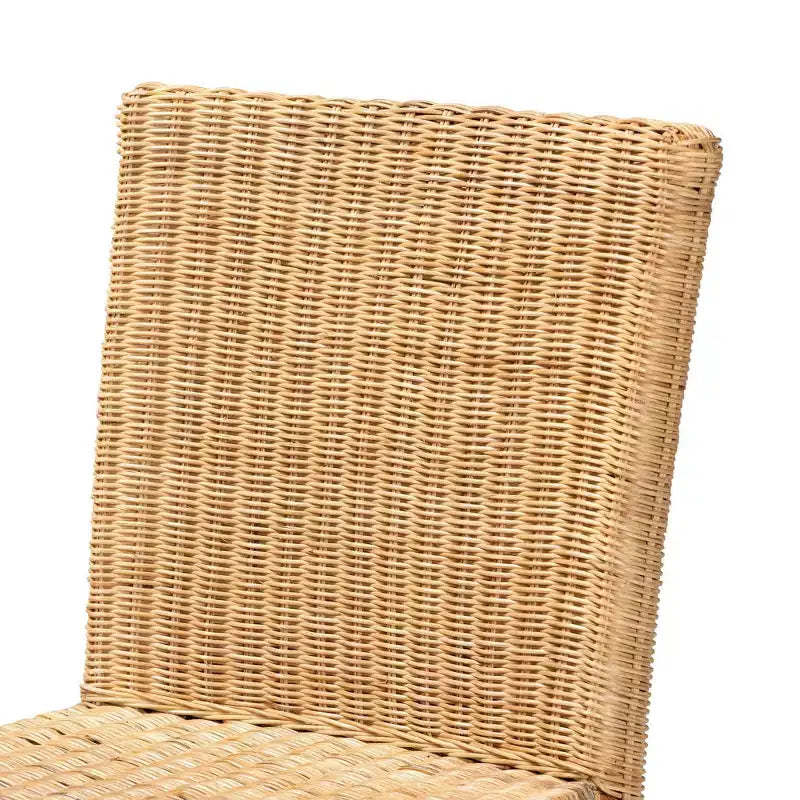Sgabello da bar Racquel in rattan naturale e legno di mogano - Ergonomico, nessun assemblaggio richiesto