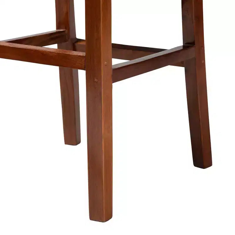 Sgabello da bar Racquel in rattan naturale e legno di mogano - Ergonomico, nessun assemblaggio richiesto