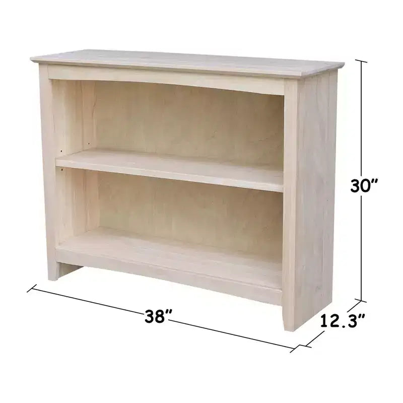 Libreria Shaker non rifinita 30"x38" - In legno massello di Parawood, 2 ripiani fissi
