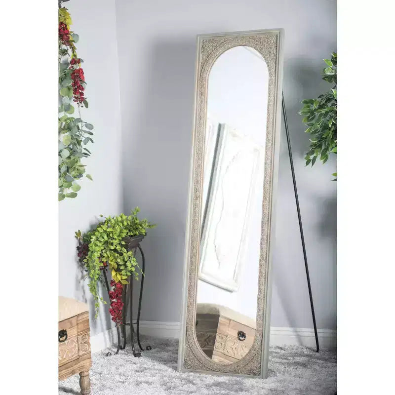 Espejo de consola de madera natural - Estilo bohemio, rectangular, no requiere montaje