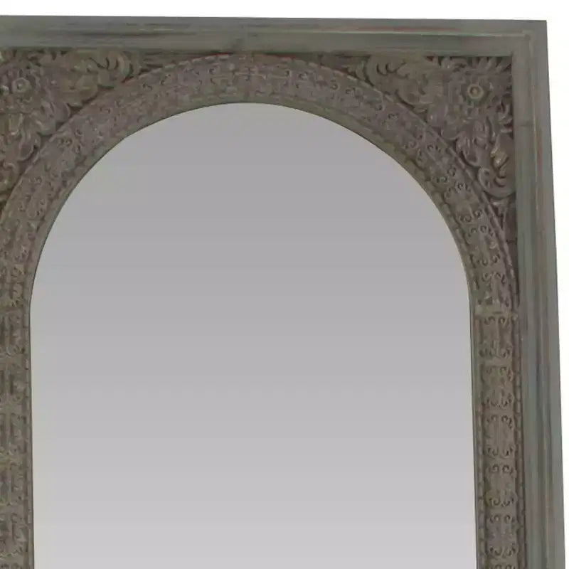 Espejo de consola de madera natural - Estilo bohemio, rectangular, no requiere montaje