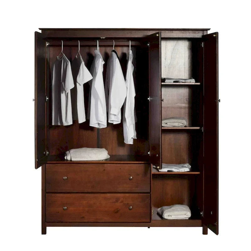 Armario de madera Shaker de 3 puertas Grain Wood Furniture - 60x72x22