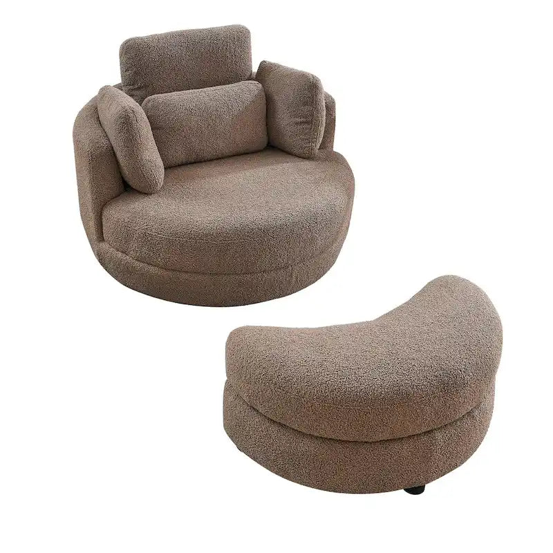 Sillón redondo giratorio grande con otomana de almacenamiento Moon