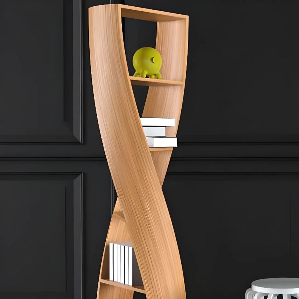 Estantería vertical de madera de 5 niveles con forma de reloj de arena contemporáneo