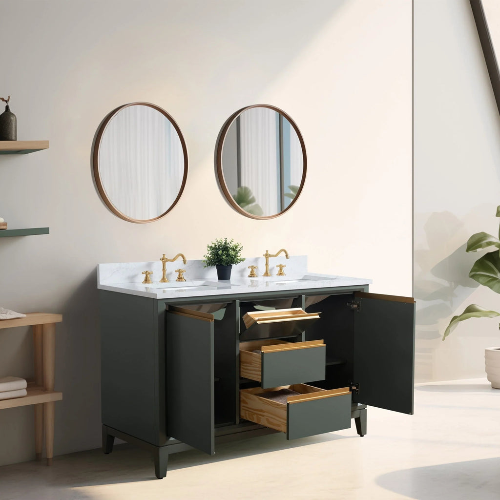 Mueble de baño Vanity Art con lavabo de cerámica y encimera de mármol de ingeniería