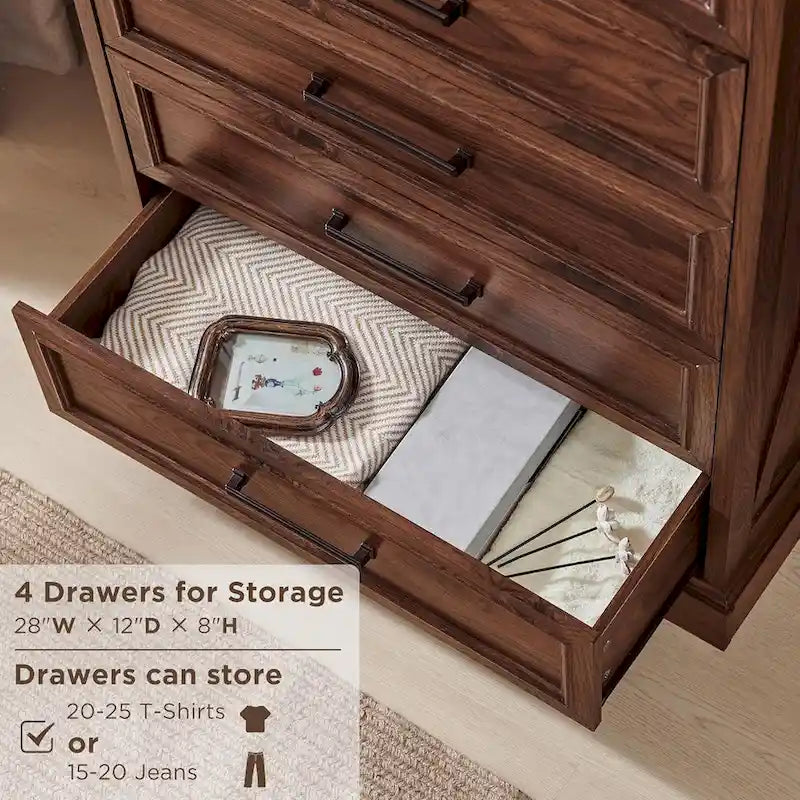 Cómodas de 6 cajones estilo rústico, de madera para dormitorio