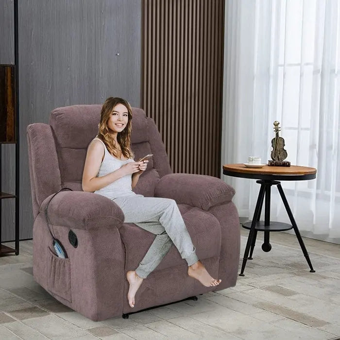 Sillón reclinable suave con función de masaje y calor