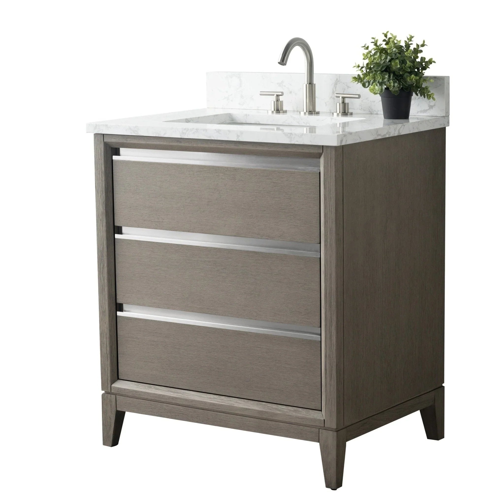 Mueble de baño Vanity Art con lavabo de cerámica y encimera de mármol de ingeniería