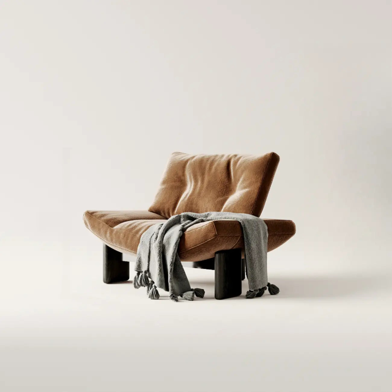 Sillón decorativo de chenilla sin brazos, tapizado, negro contemporáneo