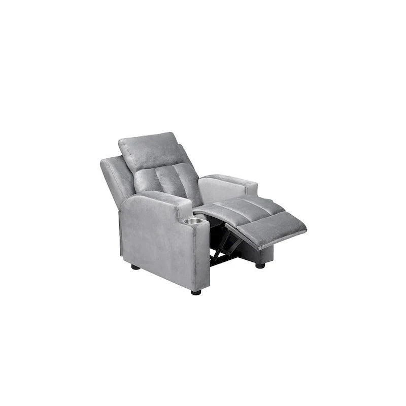 Sillón Reclinable Deluxe para Niños con Reposapiés, Reposacabezas y 2 Portavasos, Reclinable Infantil de Microfibra para Mayores de 3 Años