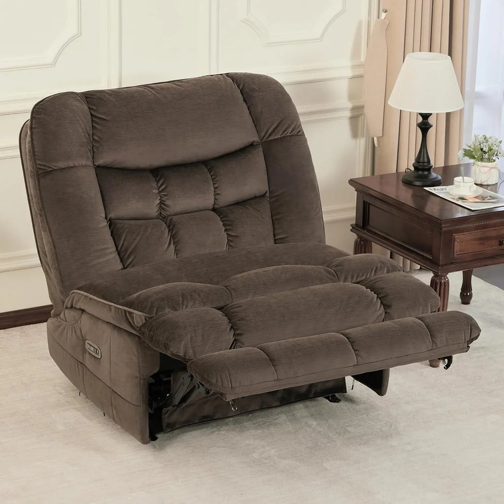 MCombo Sillón reclinable de balanceo eléctrico sin brazos con doble motor de gran tamaño, reclinable sin brazos, perfecto para sala de estar, tela PR607