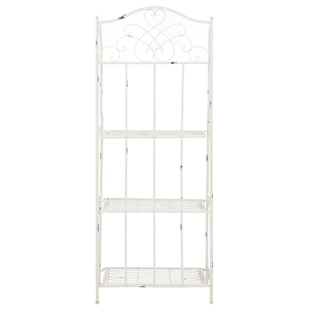 SAFAVIEH Bryn Estantería de panadero victoriana de hierro forjado de 4 niveles para exteriores - 25 pulg. An. x 15 pulg. Prof. x 63 pulg. Al. - 25 An. x 15 Prof. x 63 Al.