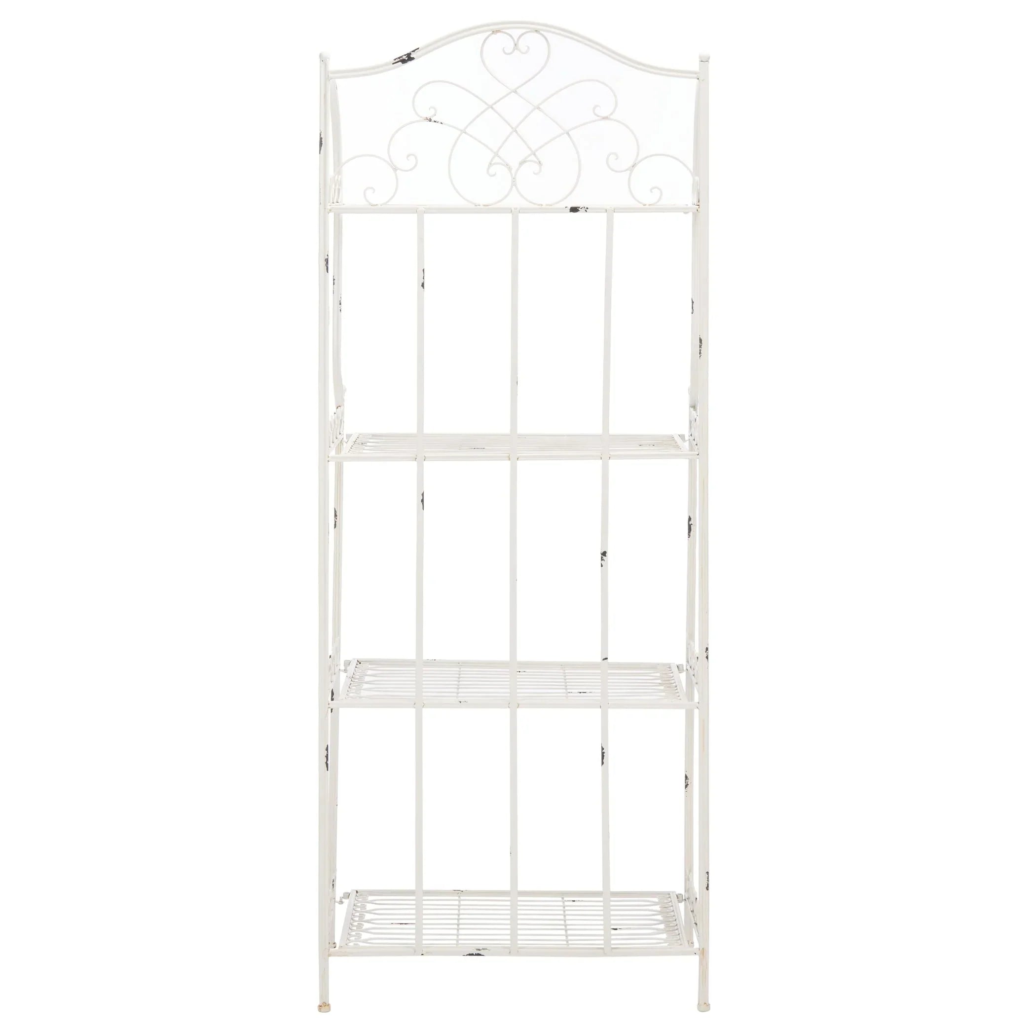 SAFAVIEH Bryn Estantería de panadero victoriana de hierro forjado de 4 niveles para exteriores - 25 pulg. An. x 15 pulg. Prof. x 63 pulg. Al. - 25 An. x 15 Prof. x 63 Al.