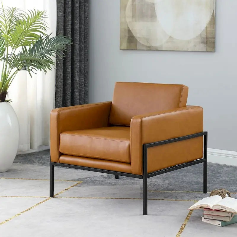 Sillón tapizado moderno HomePop con estructura de metal