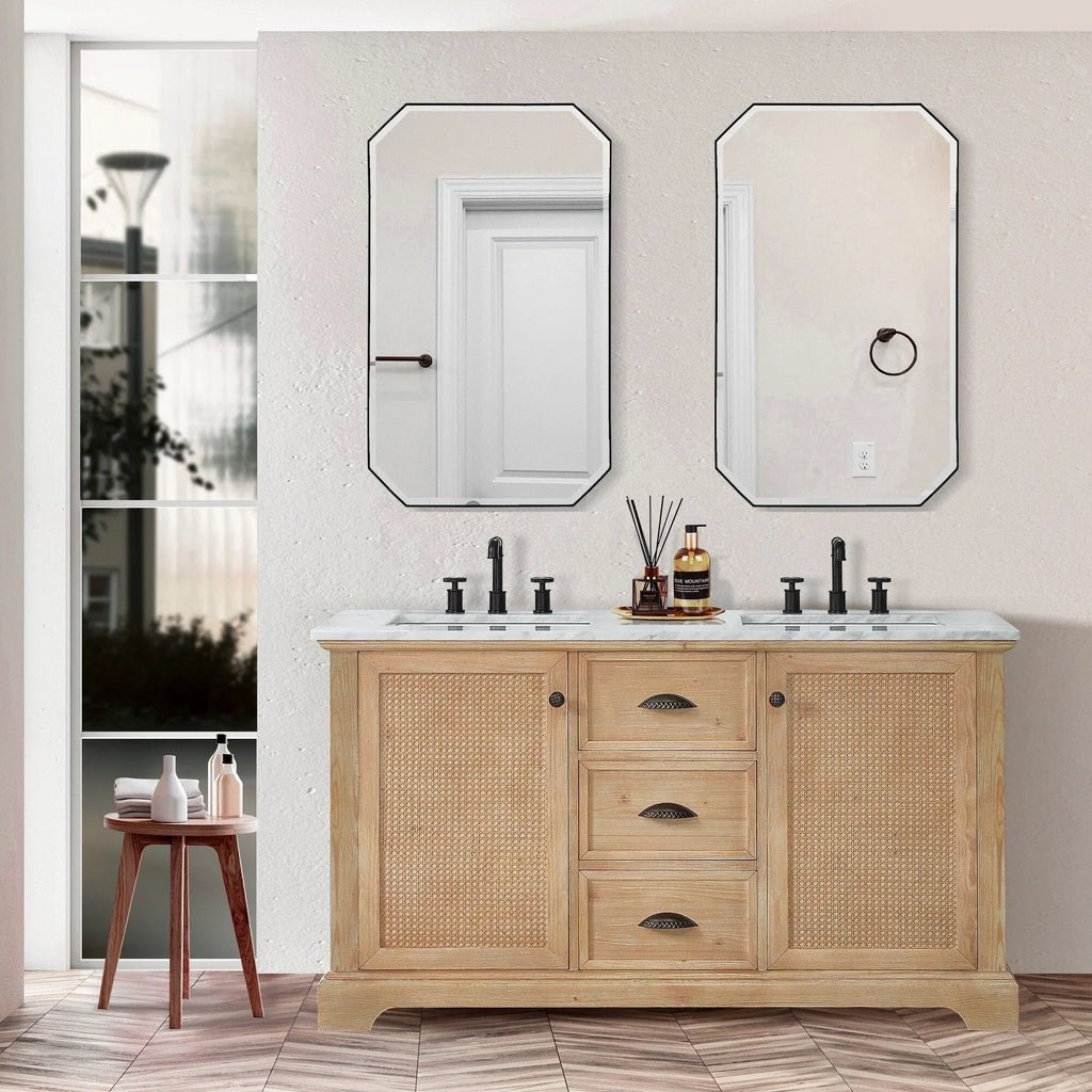 Mueble de baño Hervas con encimera de mármol natural sin espejo