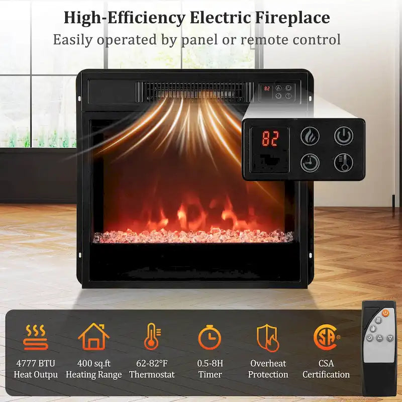 Mueble para TV con chimenea eléctrica, luces LED y mandos a distancia