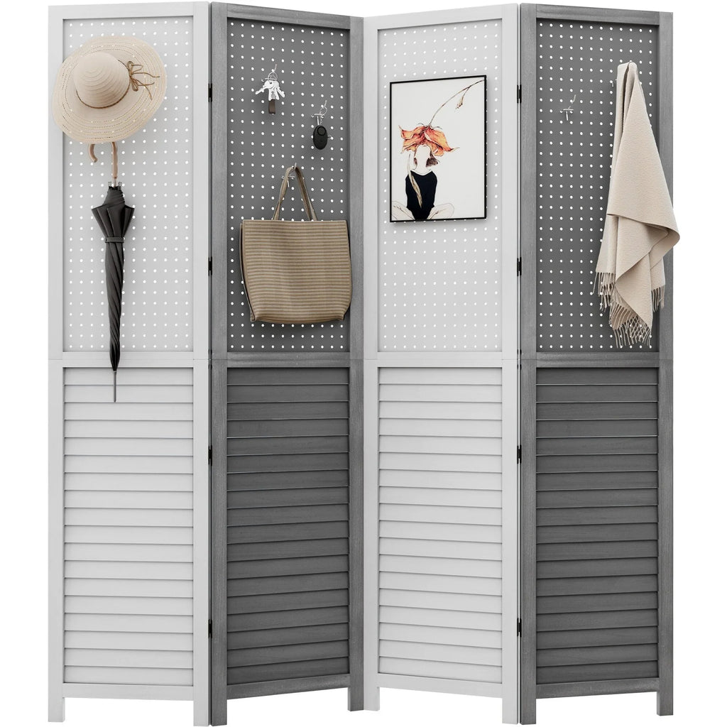 Moasis 67 Divisor de ambiente de madera de 4 paneles, blanco