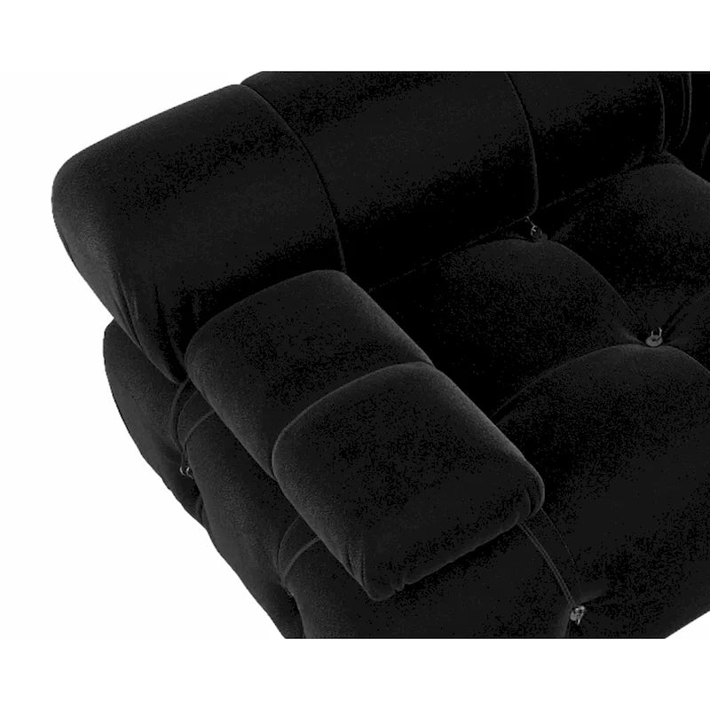 Sofá Seccional Modular Negro Tapizado en Terciopelo