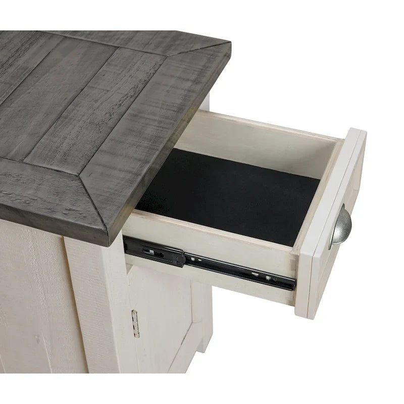 Mesa auxiliar Monterey de madera maciza con tomas de corriente ocultas