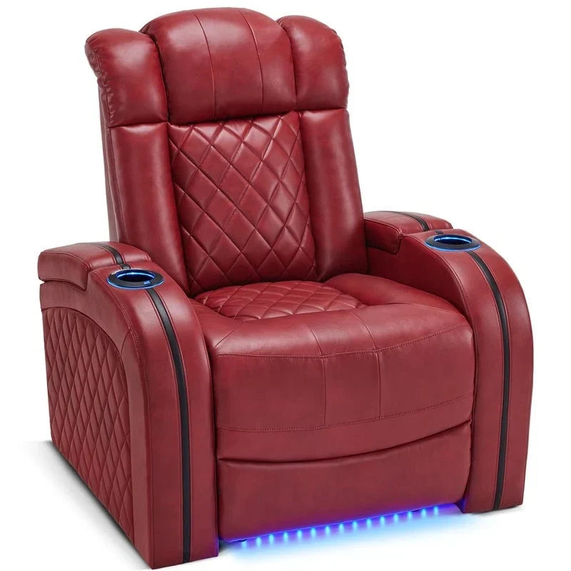 MCombo Sillón reclinable eléctrico con reposacabezas ajustable, asiento de cine en casa de dos motores con puerto USB, cuero transpirable HTS411