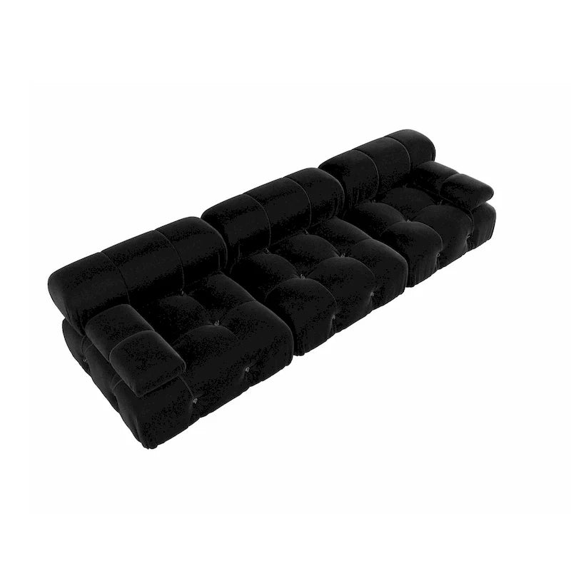 Sofá Seccional Modular Negro Tapizado en Terciopelo