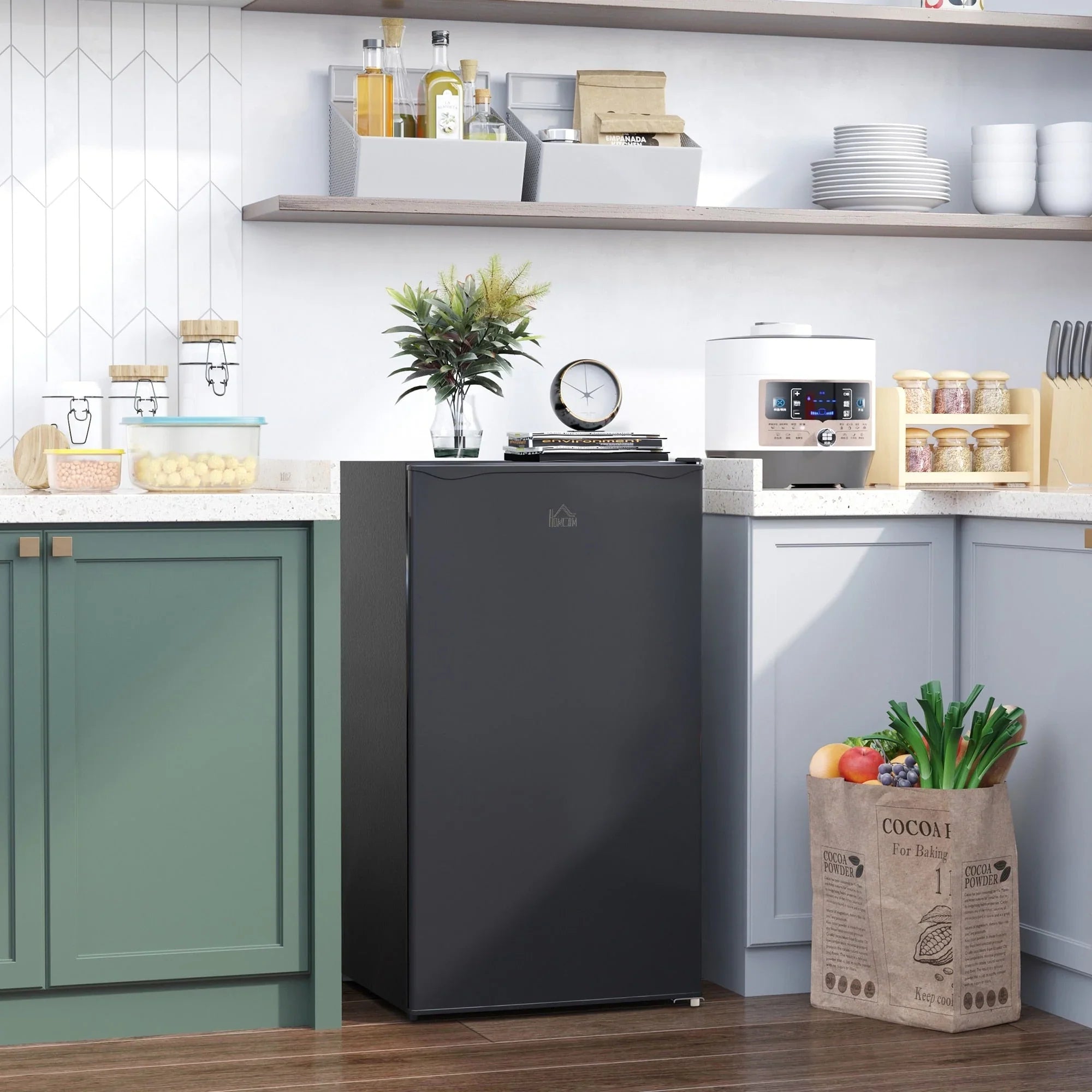 Mini Frigo da 3,2 Cu.Ft con Congelatore, Frigorifero Compatto a Porta Singola con Termostato Regolabile per Camera da Letto