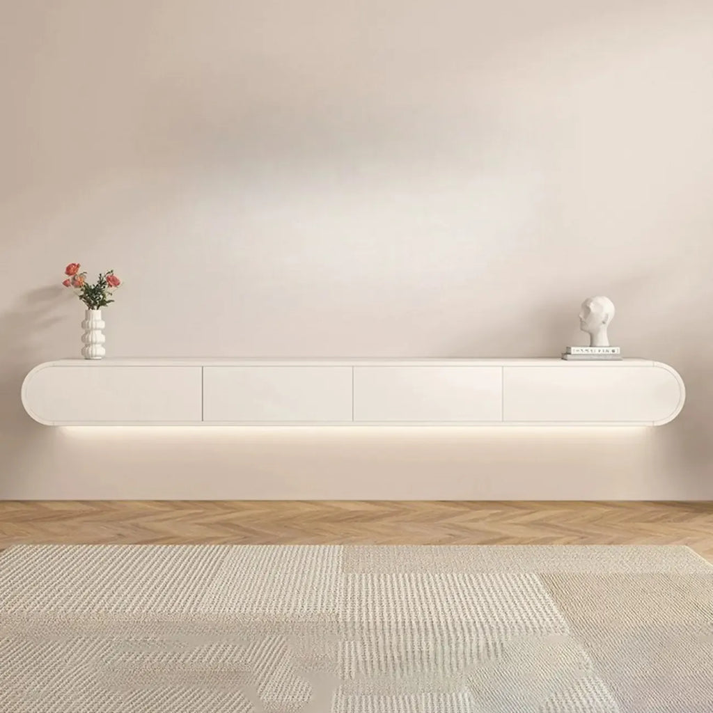 Mueble de TV Flotante de Madera Blanca con Almacenamiento para Sala de Estar