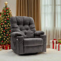 Sillón reclinable giratorio eléctrico con planeador, portavasos y puertos USB, tela, asiento individual