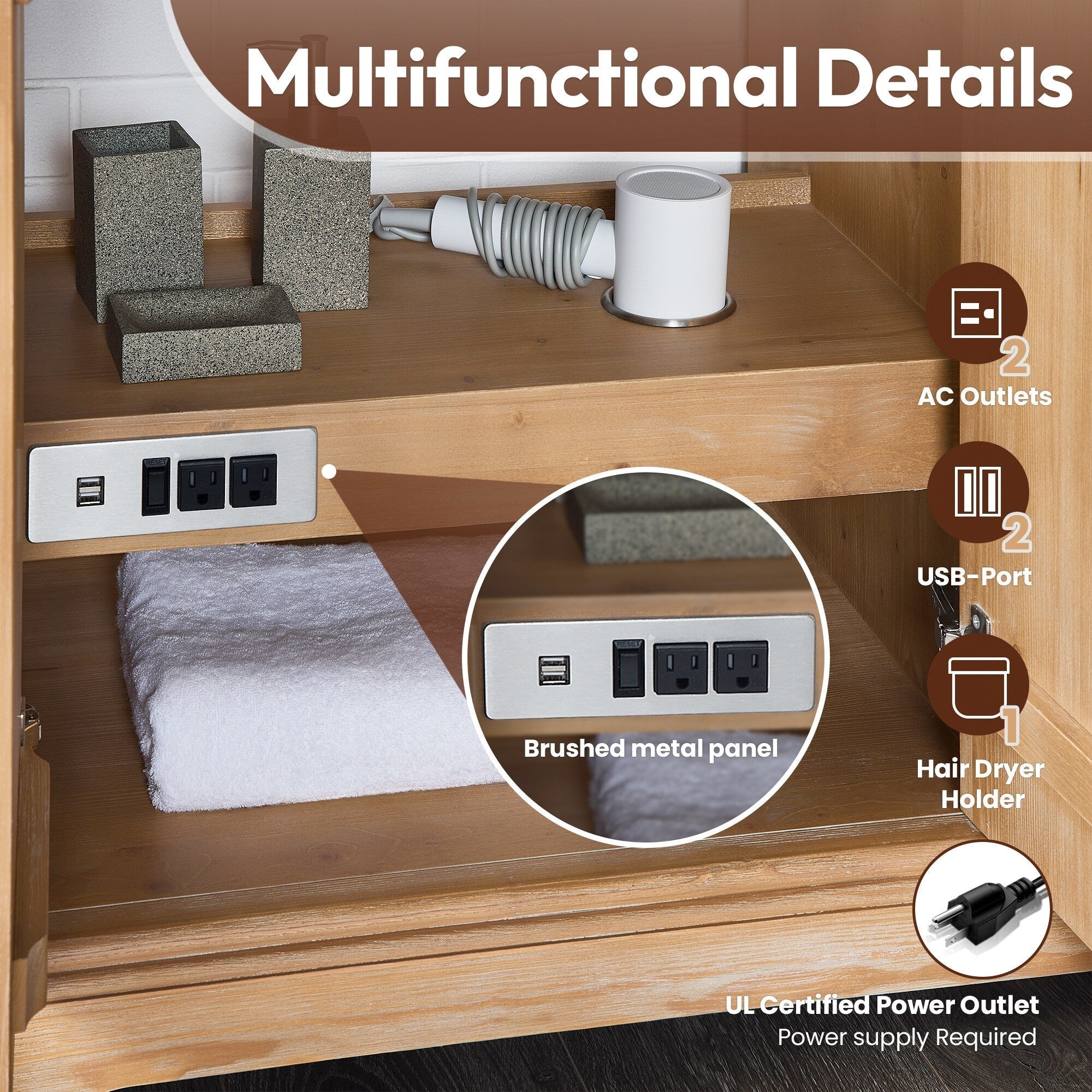 Mueble de baño Hervas con encimera de mármol natural sin espejo