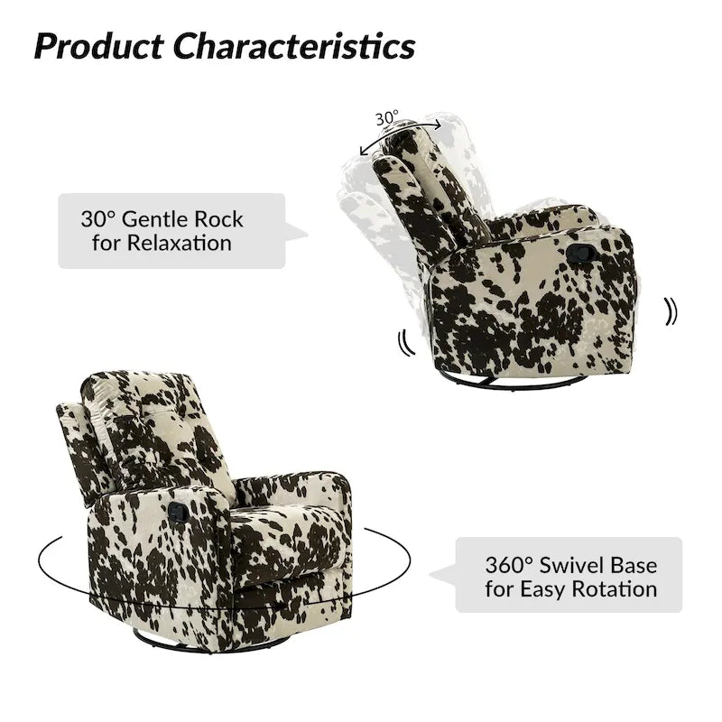 Arlette Sillón Reclinable Giratorio Manual Floral Contemporáneo con Respaldo Capitaneado