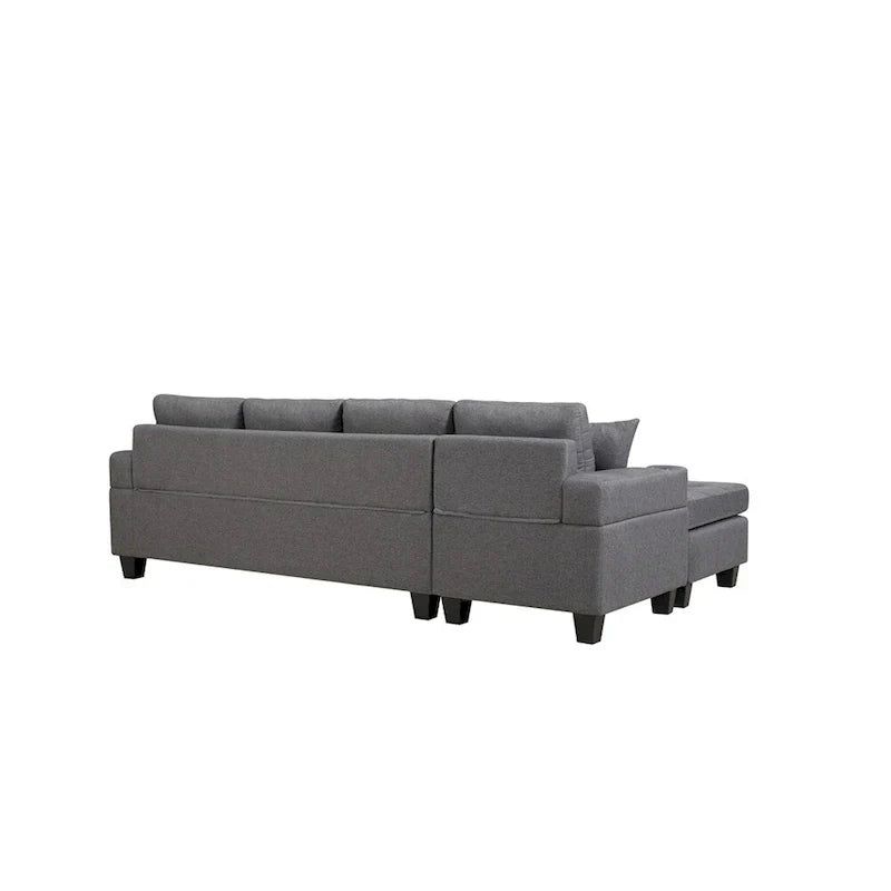 Sofá Seccional para Sala de Estar con Chaise Longue en Forma de L y portavasos