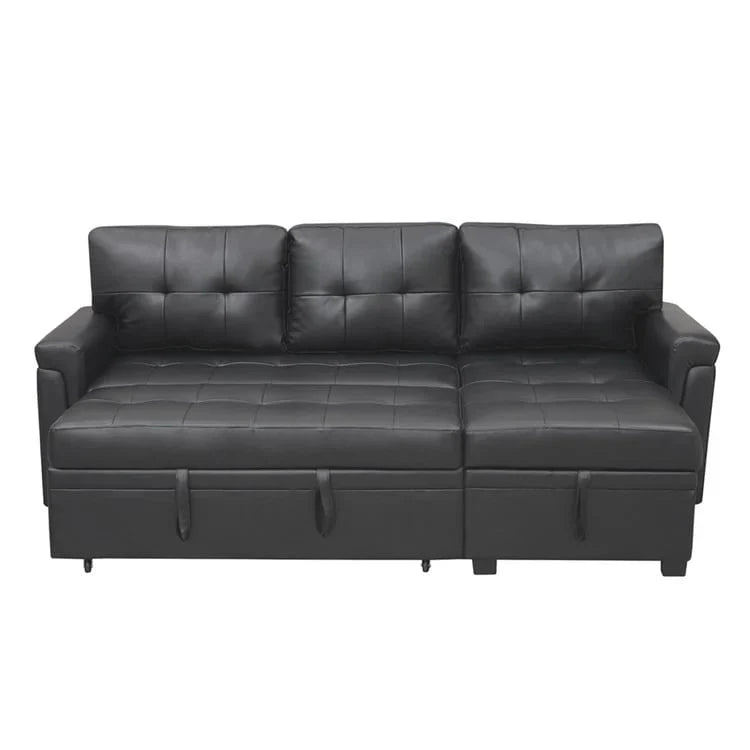 Divano componibile convertibile reversibile con letto estraibile, chaise longue con contenitore nascosto e gambe durevoli