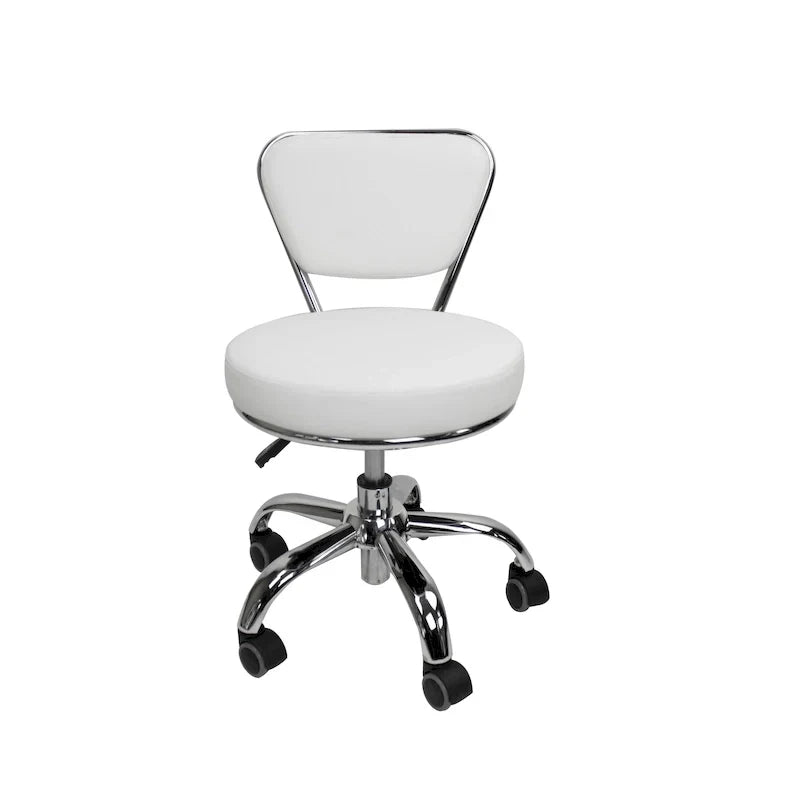 Taburete Dayton bajo ajustable de 13 a 15 con respaldo y ruedas, blanco - N/D