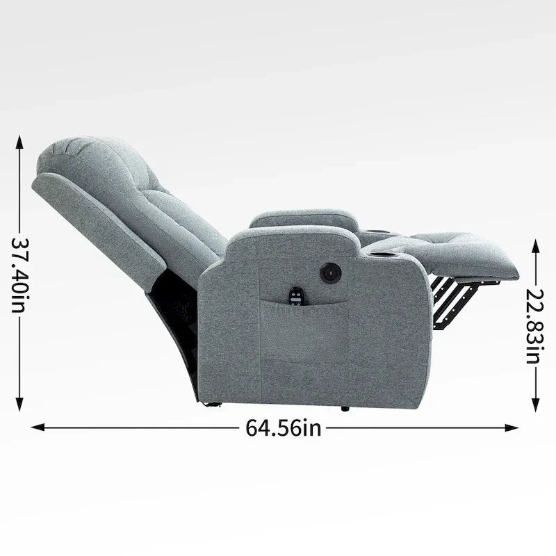 Poltrona reclinabile Power Lift, poltrona massaggiante moderna a motore singolo con riscaldamento lombare, porta di ricarica USB, portabicchieri