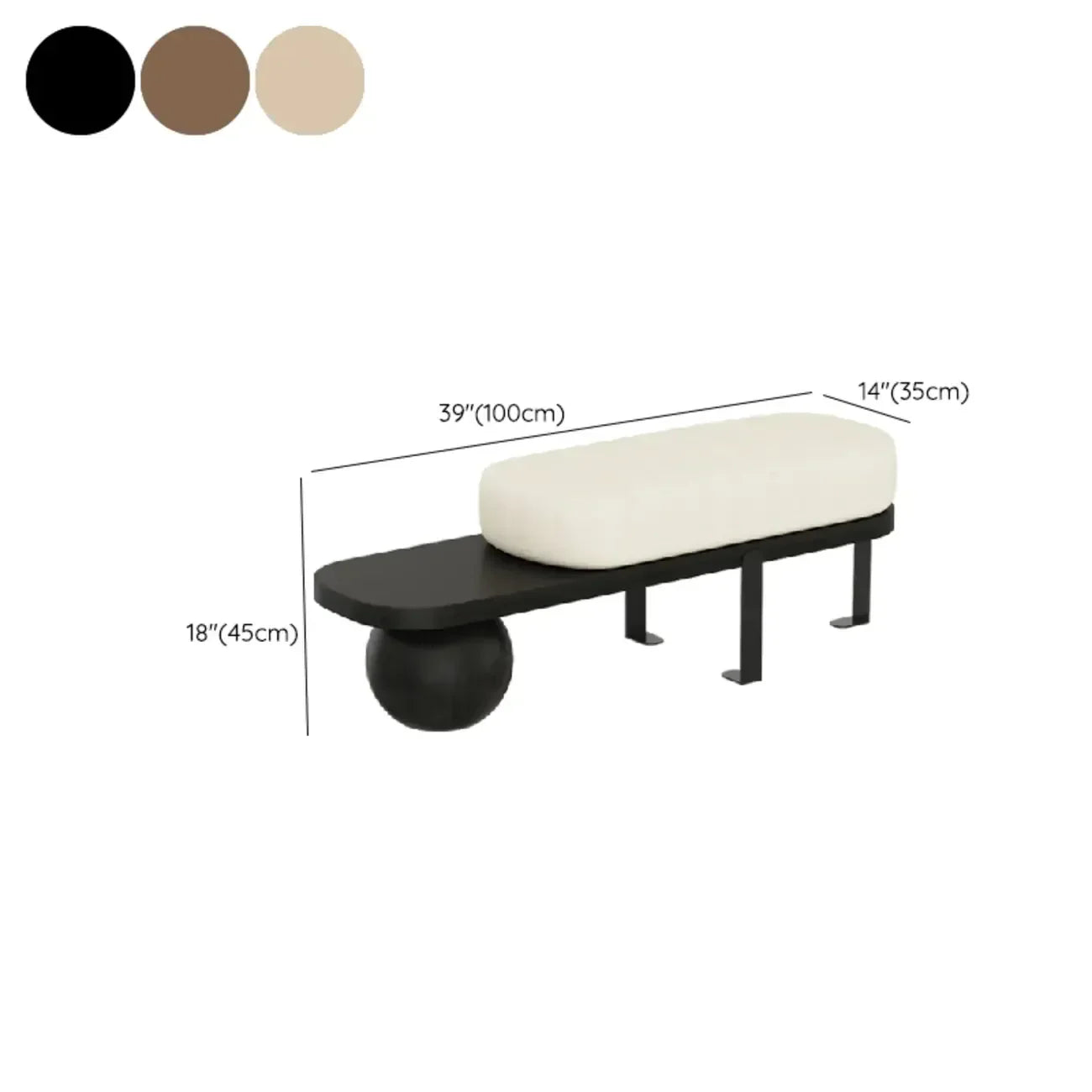 Banco bajo tapizado de madera moderna de color beige