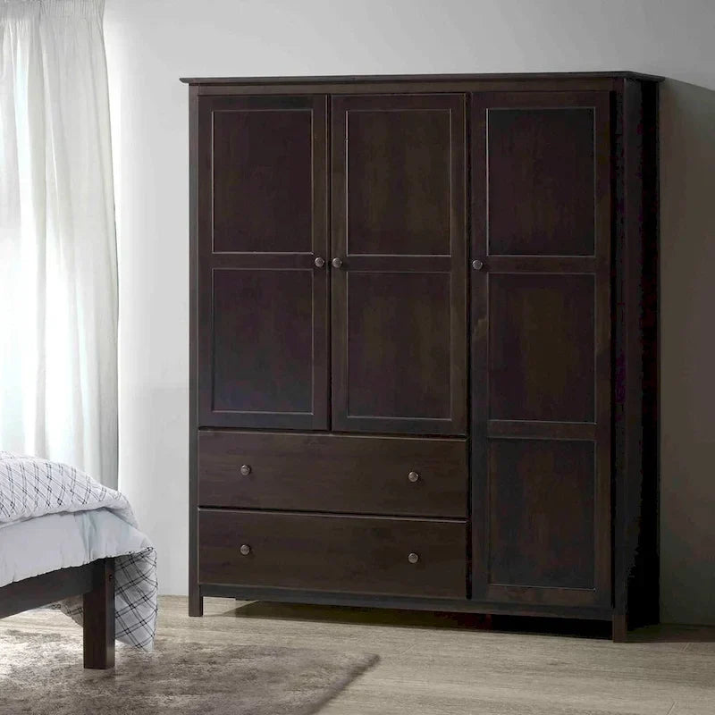 Armario de madera Shaker de 3 puertas Grain Wood Furniture - 60x72x22