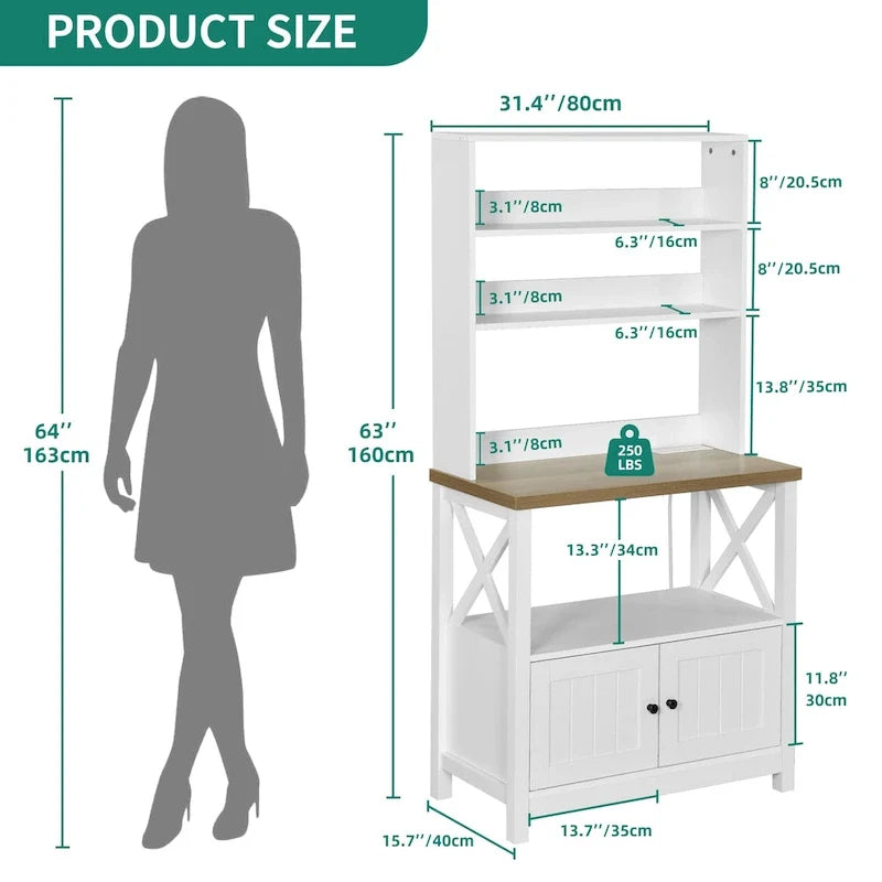 Estantería de cocina Moasis de 5 niveles con estantes de almacenamiento, soporte para microondas, organizador de estantes de cocina