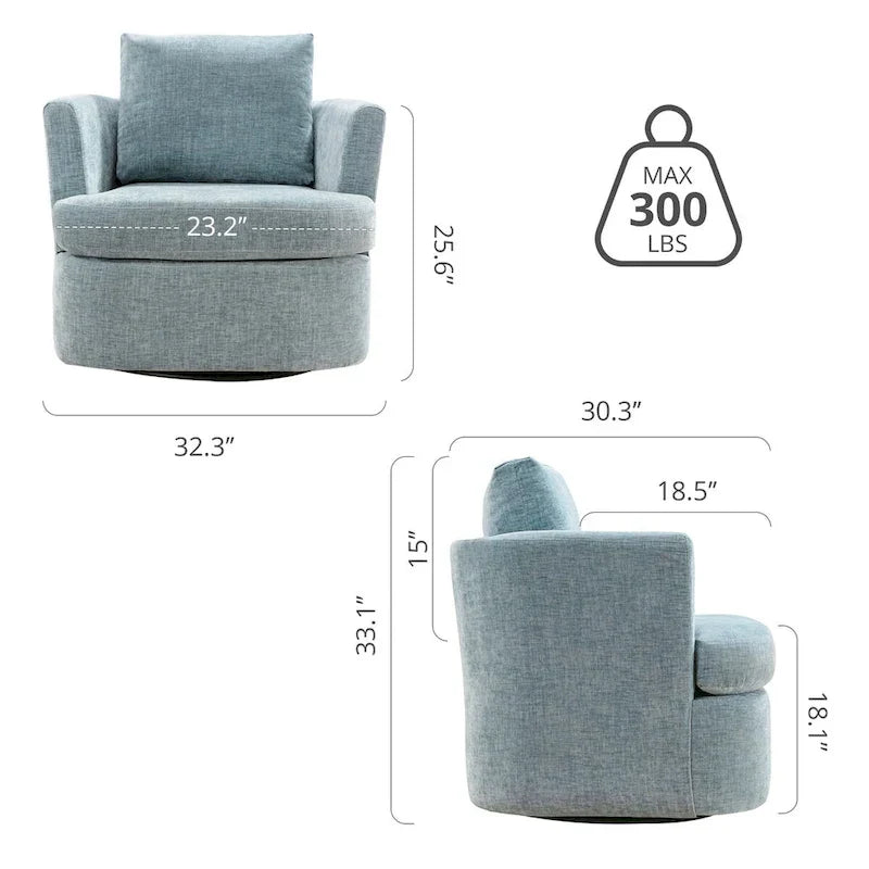 Juego de sillones giratorios tapizados en chenilla moderna, juego de sillones giratorios modernos para sala de estar