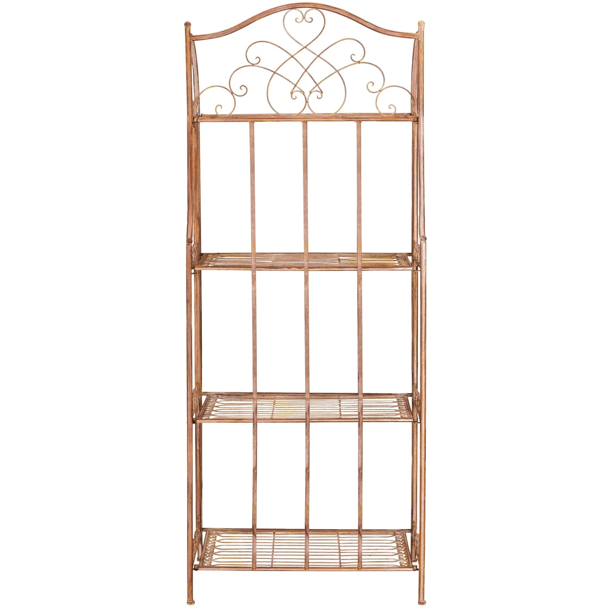SAFAVIEH Bryn Estantería de panadero victoriana de hierro forjado de 4 niveles para exteriores - 25 pulg. An. x 15 pulg. Prof. x 63 pulg. Al. - 25 An. x 15 Prof. x 63 Al.