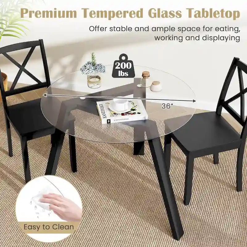 Mesa de comedor redonda de cristal Costway 36 para 4 personas con cristal templado - Ver detalles