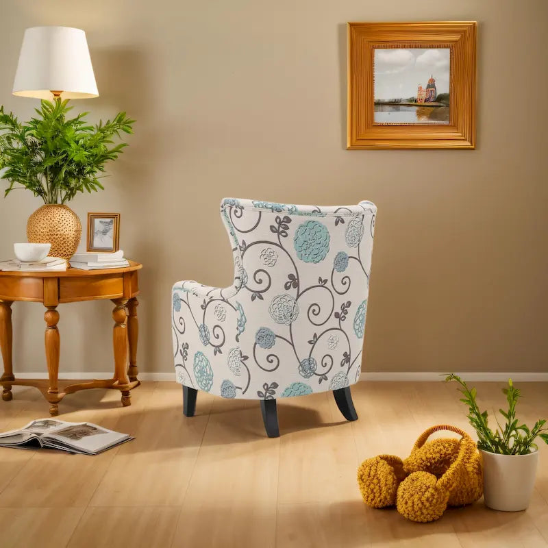 Sillón tapizado de respaldo alto Modern Retro de 30.25 pulgadas con patas de madera para sala de estar