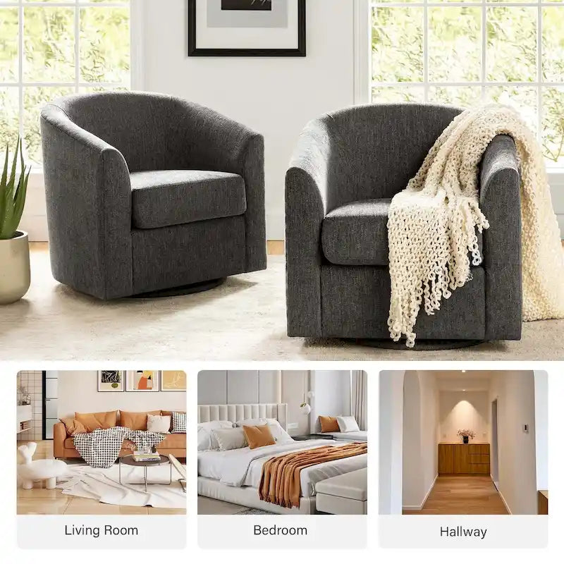 Sillón tapizado moderno Cuenca con base giratoria