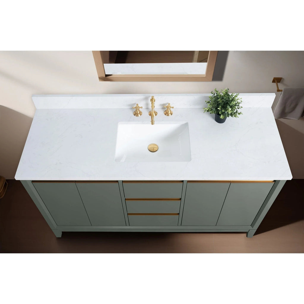 Mueble de baño Vanity Art con lavabo de cerámica y encimera de mármol de ingeniería