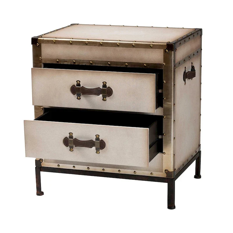 Baúl de mesa auxiliar de lona vintage Laura