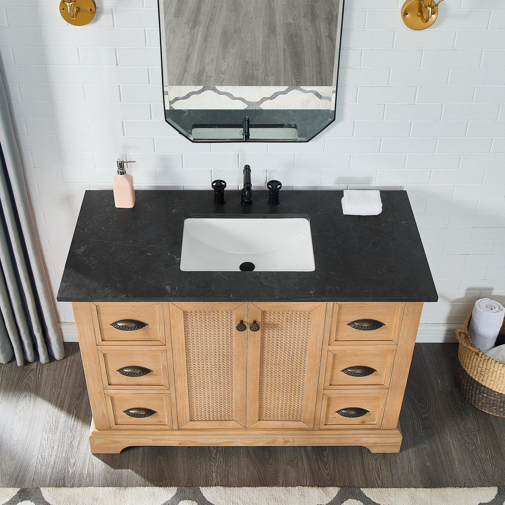 Mueble de baño Hervas con encimera de mármol natural sin espejo