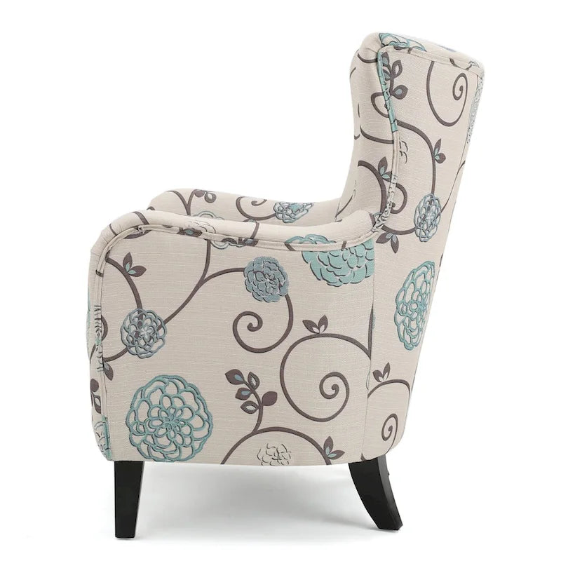 Sillón tapizado de respaldo alto Modern Retro de 30.25 pulgadas con patas de madera para sala de estar