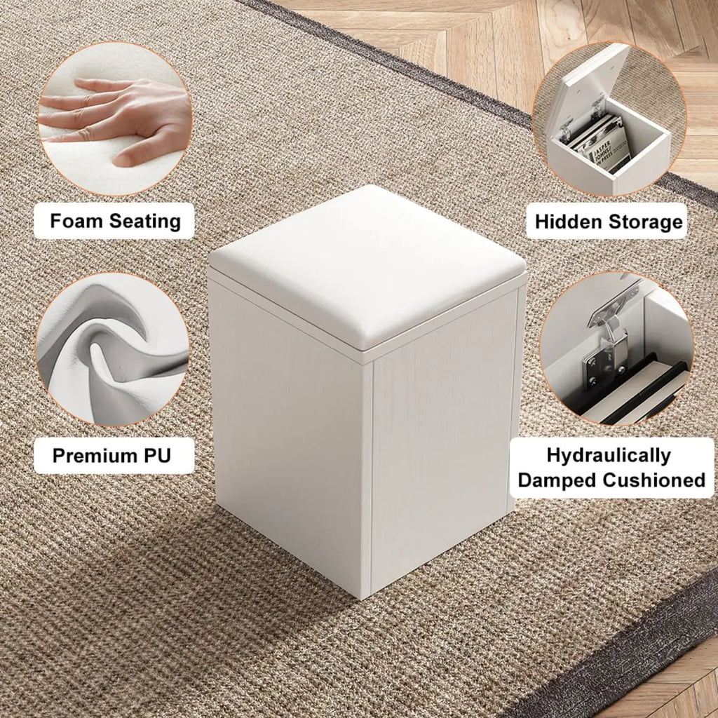 Mesa de centro elevable y plegable con 4 taburetes y almacenamiento