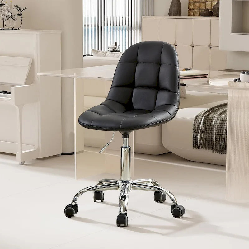 Silla de oficina en casa sin brazos Javlergo, silla de escritorio de computadora con ruedas y altura ajustable