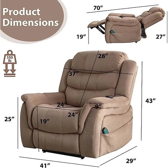 Sillón reclinable plano con función de elevación para personas mayores con masaje y calor