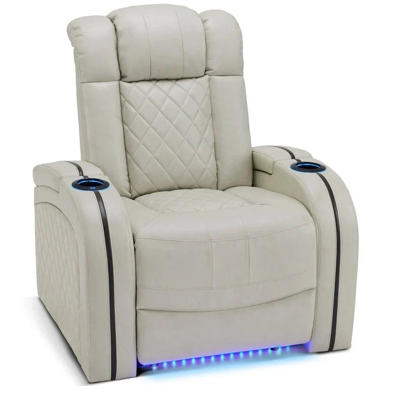 MCombo Sillón reclinable eléctrico con reposacabezas ajustable, asiento de cine en casa de dos motores con puerto USB, cuero transpirable HTS411